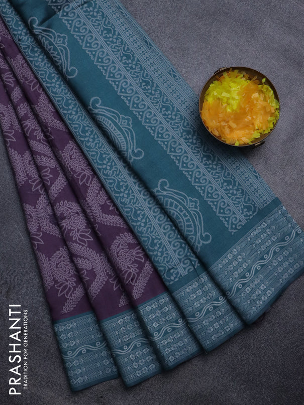 Sambalpuri semi silk saree wine shade and peacock green with allover ikat weaves and thread woven border