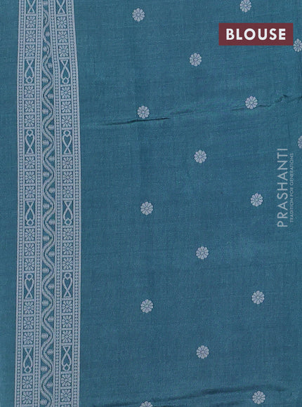 Sambalpuri semi silk saree wine shade and peacock green with allover ikat weaves and thread woven border