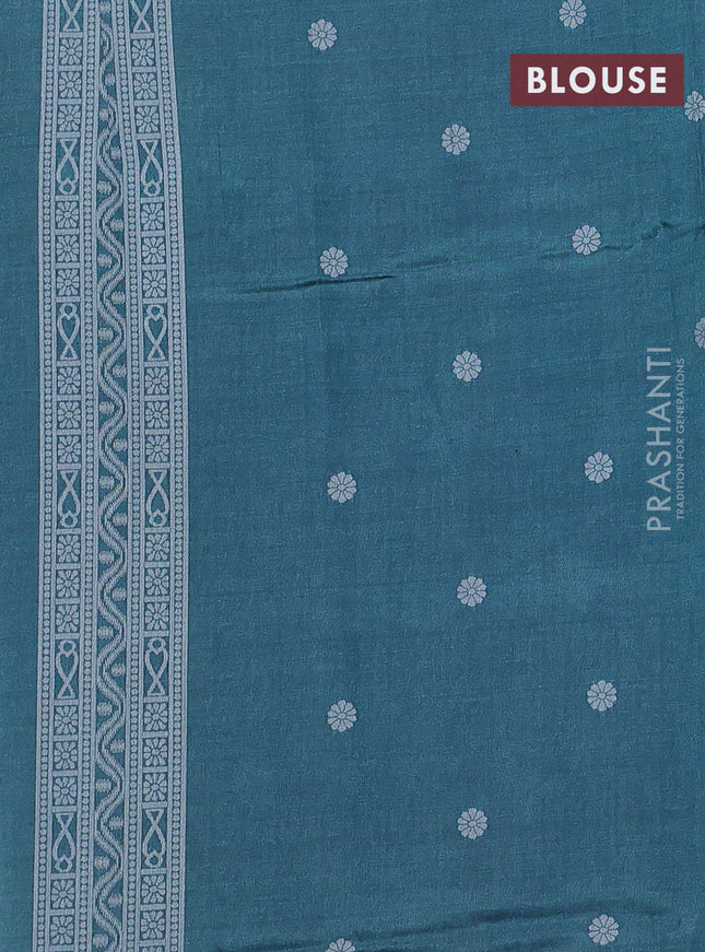 Sambalpuri semi silk saree wine shade and peacock green with allover ikat weaves and thread woven border