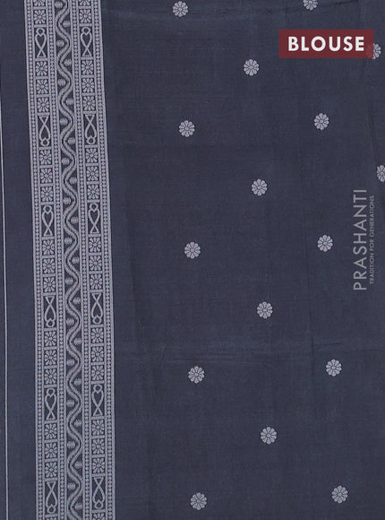 Sambalpuri semi silk saree violet and elephant grey with allover ikat weaves and thread woven border