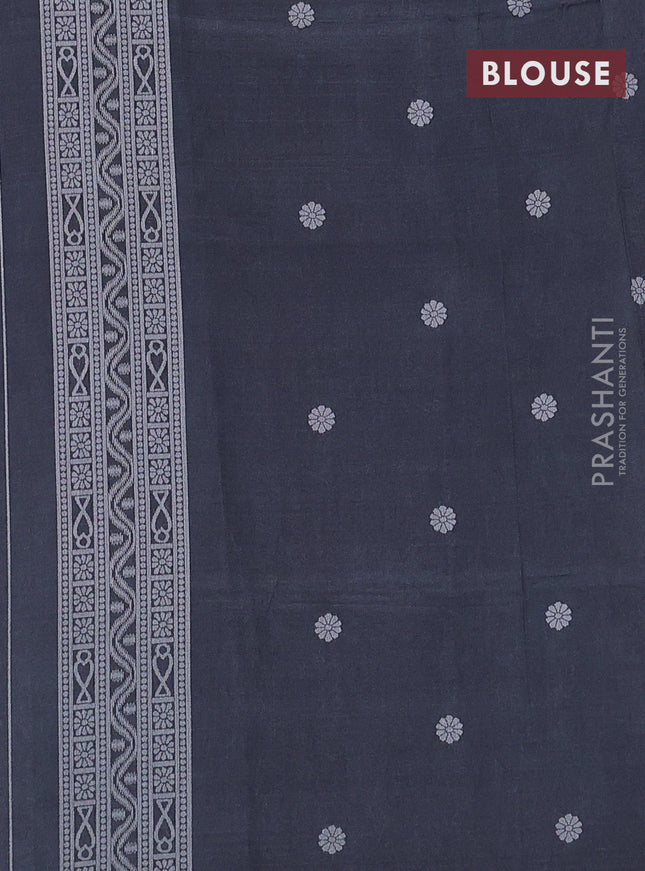 Sambalpuri semi silk saree violet and elephant grey with allover ikat weaves and thread woven border