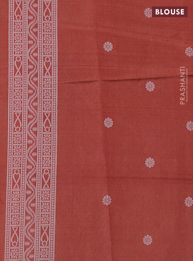 Sambalpuri semi silk saree purple and rustic orange with allover ikat weaves and thread woven border