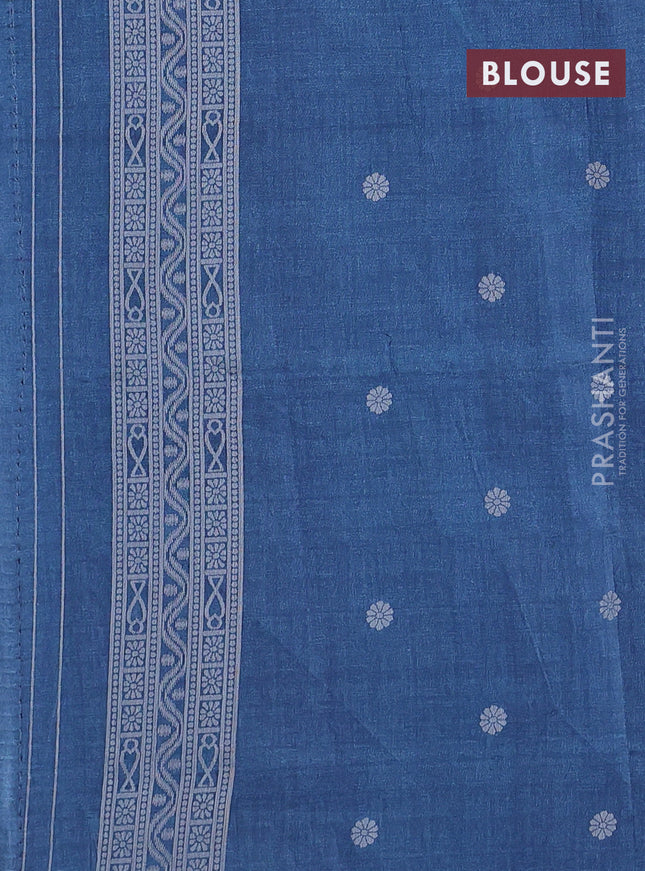 Sambalpuri semi silk saree dark blue and peacock blue with allover ikat weaves and thread woven border