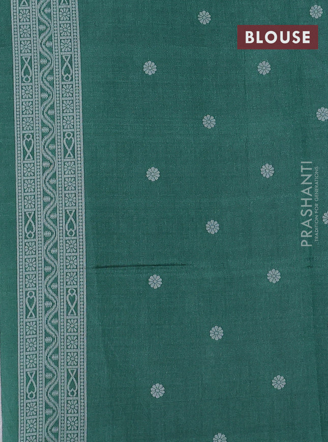 Sambalpuri semi silk saree rust shade and green with allover ikat weaves and thread woven border