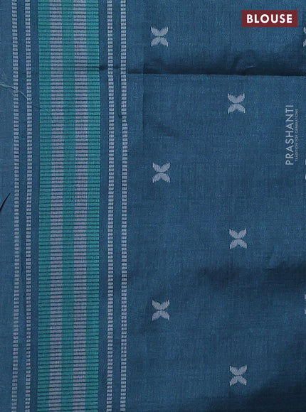 Sambalpuri semi silk saree mauve pink and peacock green with allover ikat weaves and thread woven border