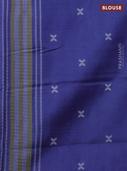 Sambalpuri semi silk saree rust shade and blue with allover ikat weaves and thread woven border