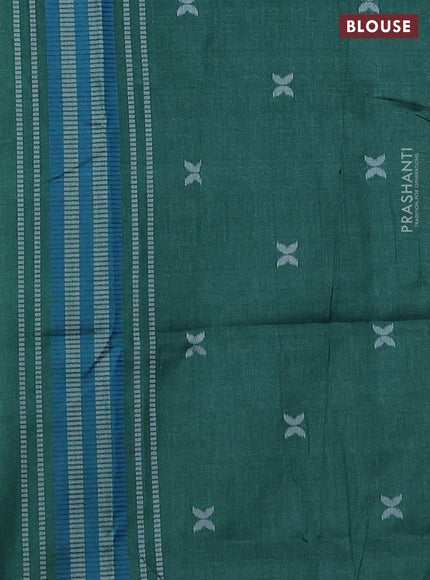 Sambalpuri semi silk saree brown shade and green with allover ikat weaves and thread woven border