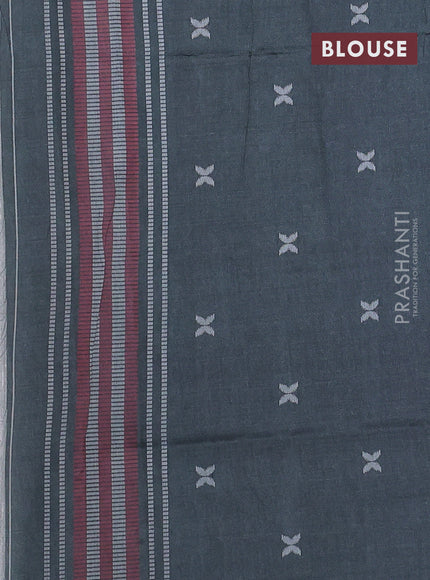 Sambalpuri semi silk saree dark mustard and elephant grey with allover ikat weaves and thread woven border