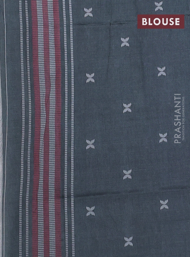 Sambalpuri semi silk saree dark mustard and elephant grey with allover ikat weaves and thread woven border