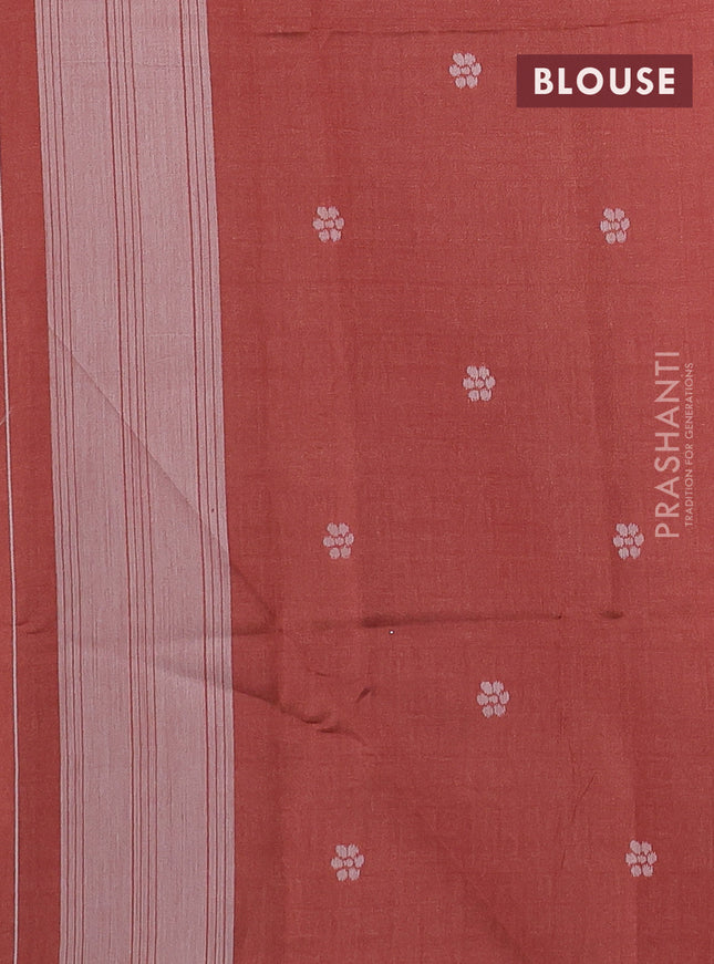 Sambalpuri semi silk saree elephant grey and rust shade with ikat butta weaves and thread woven border