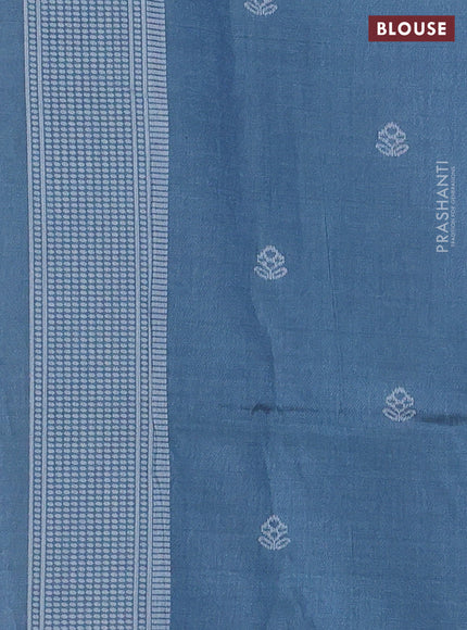 Sambalpuri semi silk saree blue shade and grey with allover ikat weaves and thread woven border