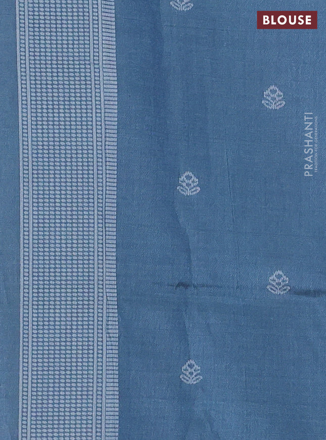 Sambalpuri semi silk saree blue shade and grey with allover ikat weaves and thread woven border