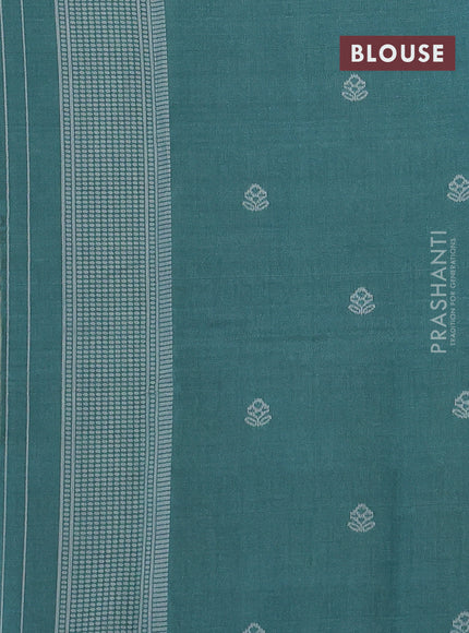 Sambalpuri semi silk saree pastel wine shade and peacock green with allover ikat weaves and thread woven border