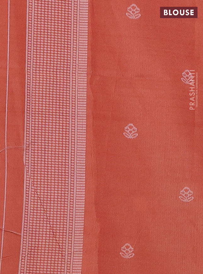 Sambalpuri semi silk saree mauve pink and orange with allover ikat weaves and thread woven border