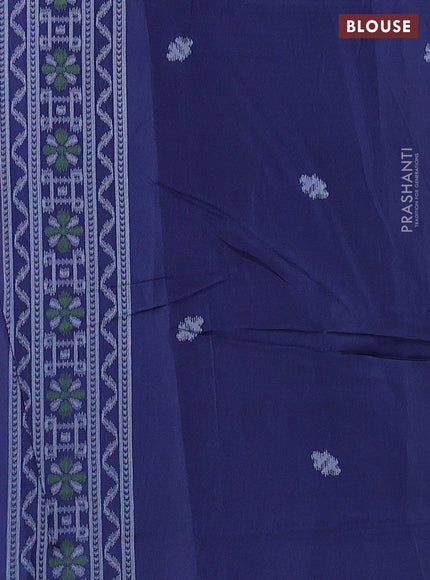 Sambalpuri semi silk saree pink and dark blue with allover ikat weaves and thread woven border