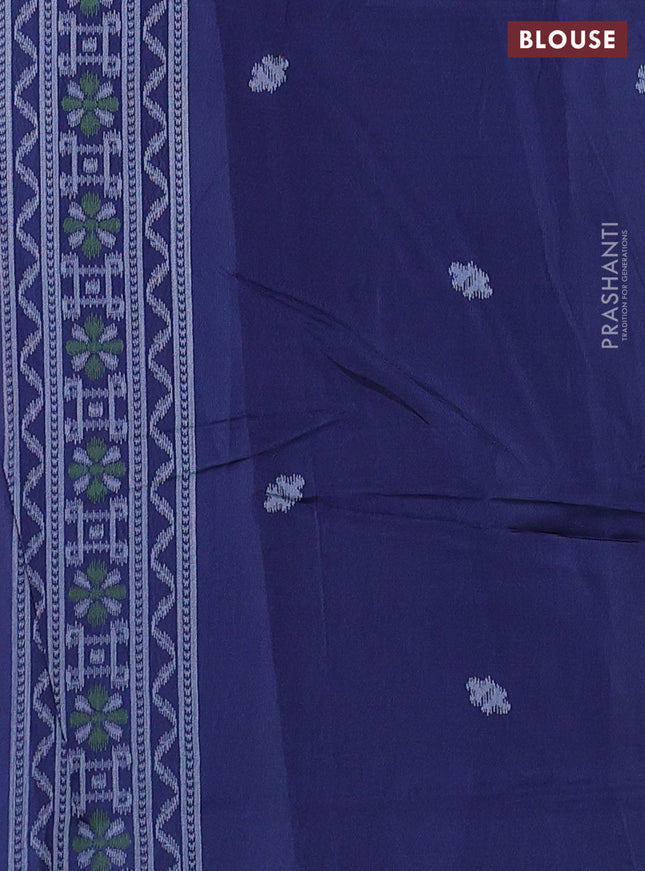 Sambalpuri semi silk saree pink and dark blue with allover ikat weaves and thread woven border