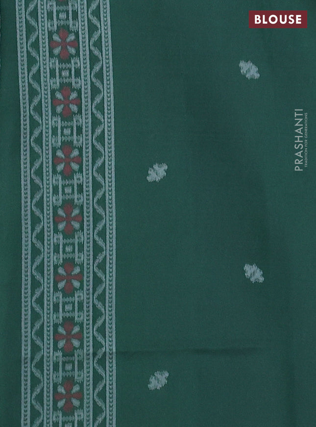 Sambalpuri semi silk saree light blue and green with allover ikat weaves and thread woven border