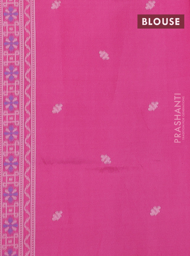 Sambalpuri semi silk saree elephant grey and pink with allover ikat weaves and thread woven border