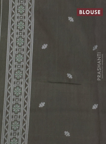 Sambalpuri semi silk saree violet and sap green with allover ikat weaves and thread woven border