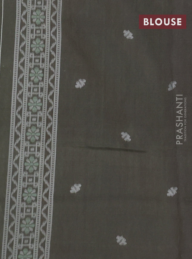 Sambalpuri semi silk saree violet and sap green with allover ikat weaves and thread woven border