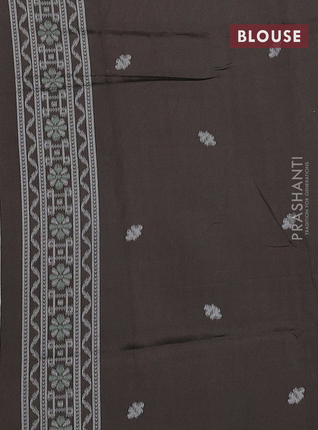 Sambalpuri semi silk saree violet and dark sap green with allover ikat weaves and thread woven border