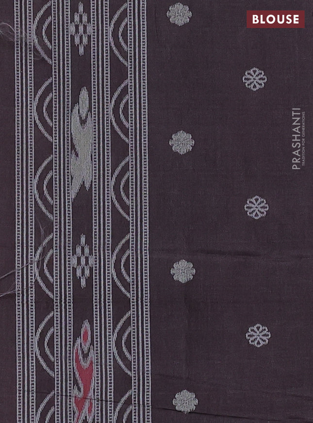 Sambalpuri semi silk saree brown and coffee brown with allover warli ikat weaves and thread woven border