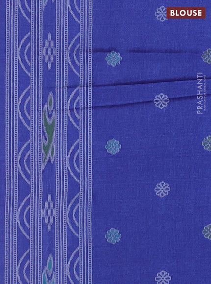 Sambalpuri semi silk saree purple shade and blue with allover warli ikat weaves and thread woven border