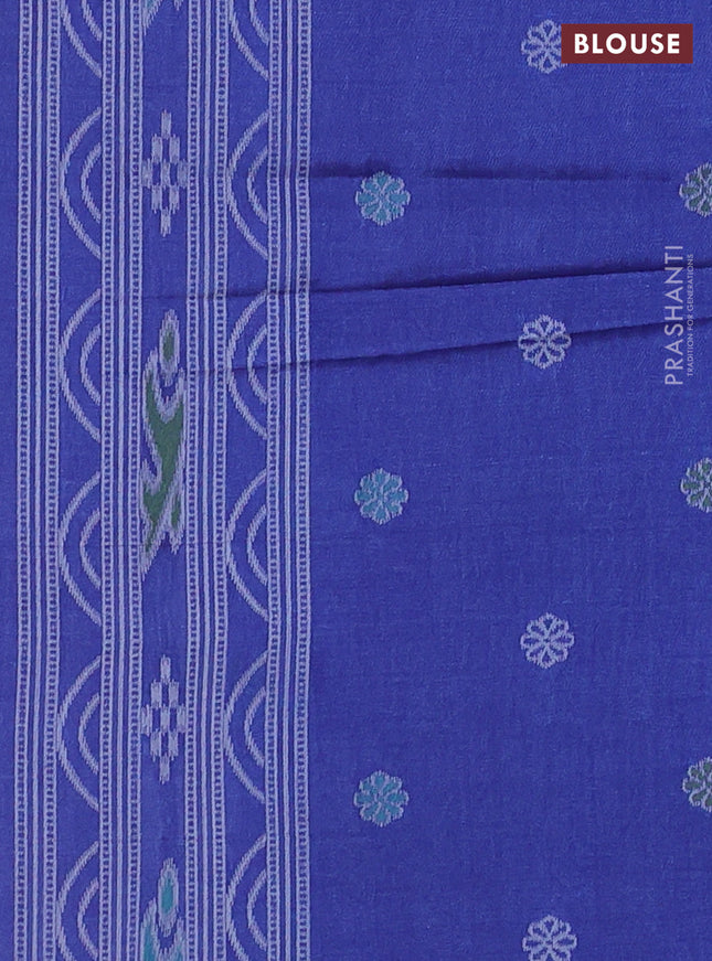Sambalpuri semi silk saree purple shade and blue with allover warli ikat weaves and thread woven border