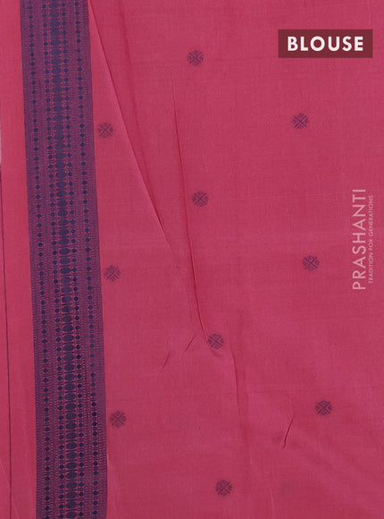Sambalpuri semi silk saree candy pink and blue with allover ikat weaves and thread woven border