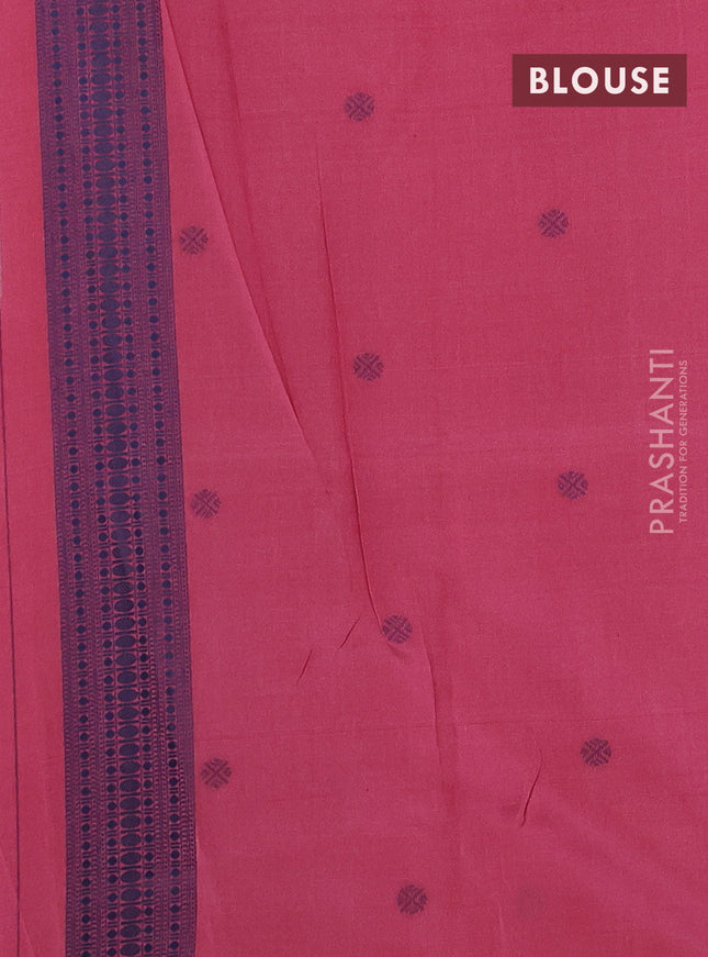 Sambalpuri semi silk saree candy pink and blue with allover ikat weaves and thread woven border