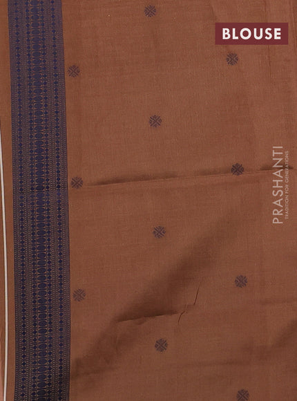 Sambalpuri semi silk saree peach pink and dark sandal with allover ikat weaves and thread woven border