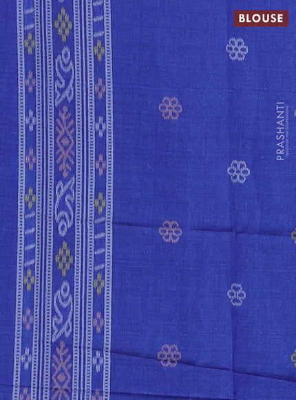Sambalpuri semi silk saree violet and blue with allover ikat weaves and thread woven border