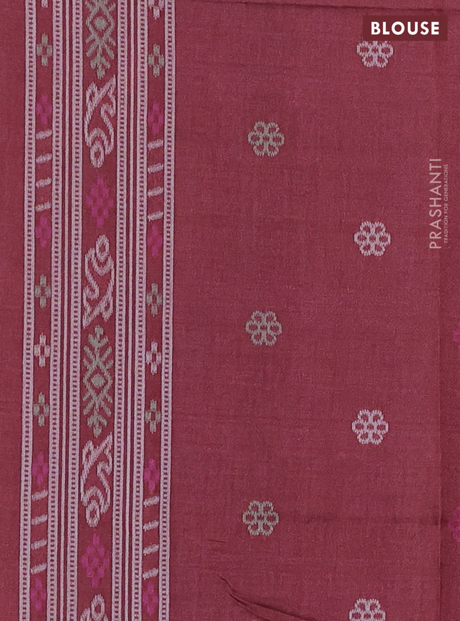 Sambalpuri semi silk saree black and brown with allover ikat weaves and thread woven border