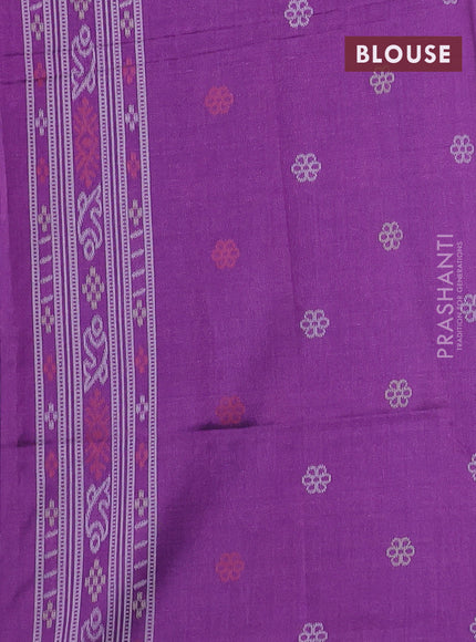 Sambalpuri semi silk saree cs blue and purple with allover ikat weaves and thread woven border