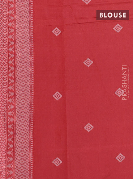 Sambalpuri semi silk saree elephant grey and red shade with allover ikat weaves and thread woven border