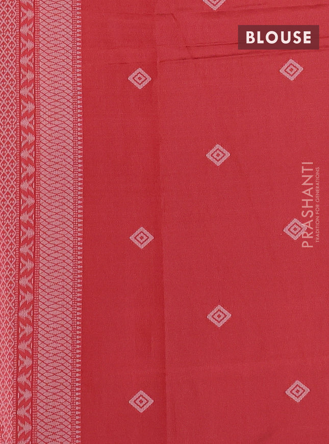 Sambalpuri semi silk saree elephant grey and red shade with allover ikat weaves and thread woven border