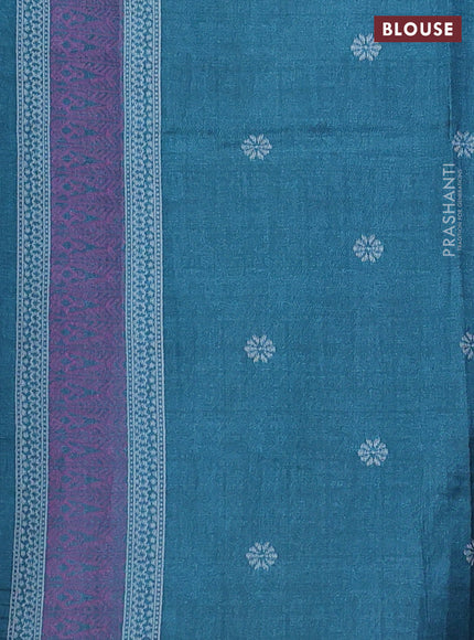 Sambalpuri semi silk saree wine shade and peacock green with allover ikat weaves and thread woven border