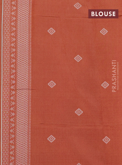 Sambalpuri semi silk saree blue and orange with allover ikat weaves and thread woven border