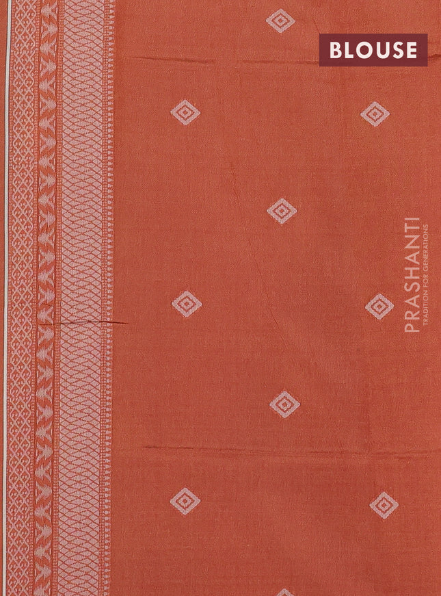 Sambalpuri semi silk saree blue and orange with allover ikat weaves and thread woven border