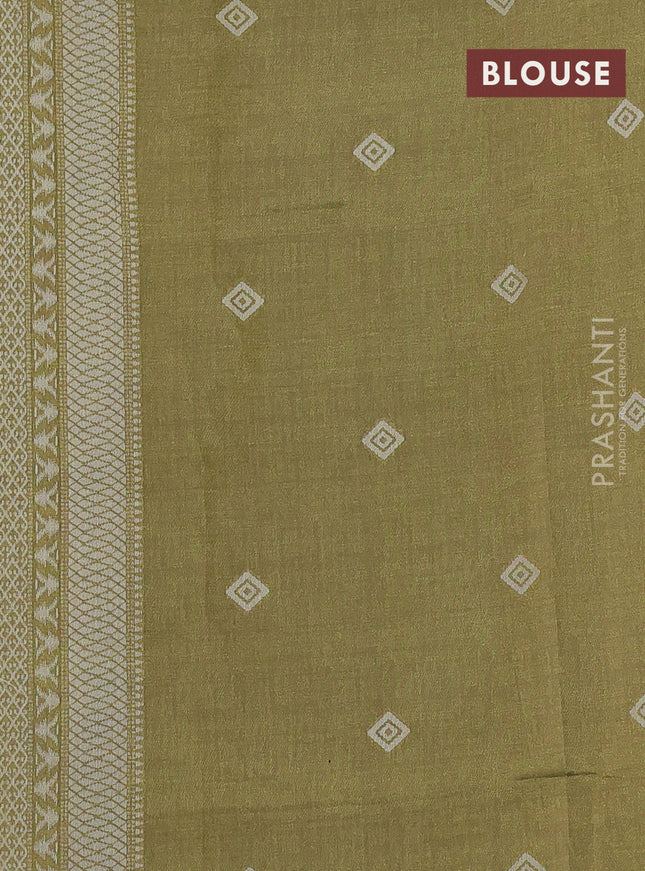 Sambalpuri semi silk saree violet and mehendi green with allover ikat weaves and thread woven border