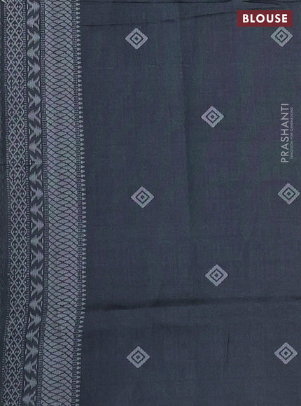 Sambalpuri semi silk saree rust shade and greyish green with allover ikat weaves and thread woven border