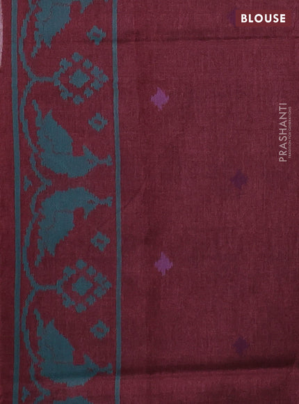 Sambalpuri semi silk saree black and maroon with allover ikat weaves and thread woven border
