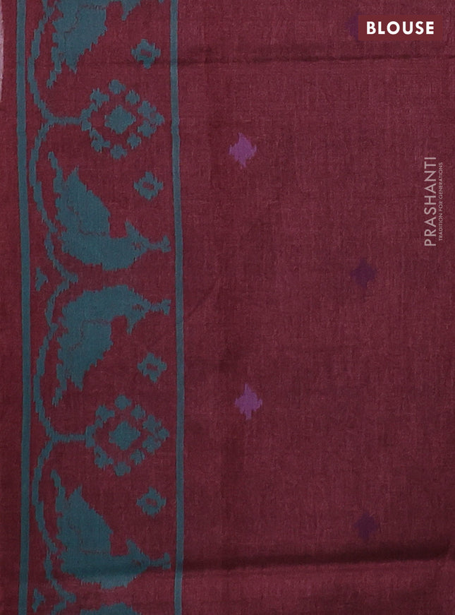 Sambalpuri semi silk saree black and maroon with allover ikat weaves and thread woven border