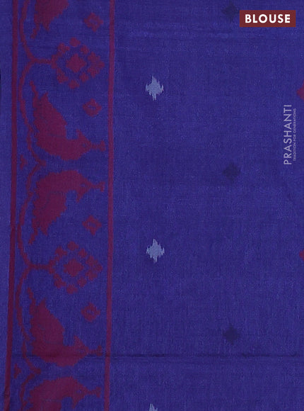 Sambalpuri semi silk saree green and blue with allover ikat weaves and thread woven border