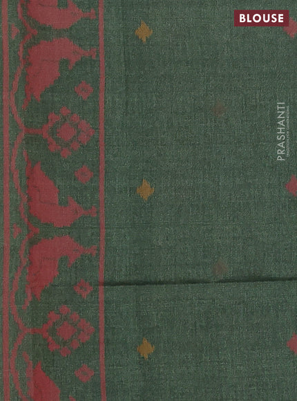 Sambalpuri semi silk saree purple and sap green with allover ikat weaves and thread woven border