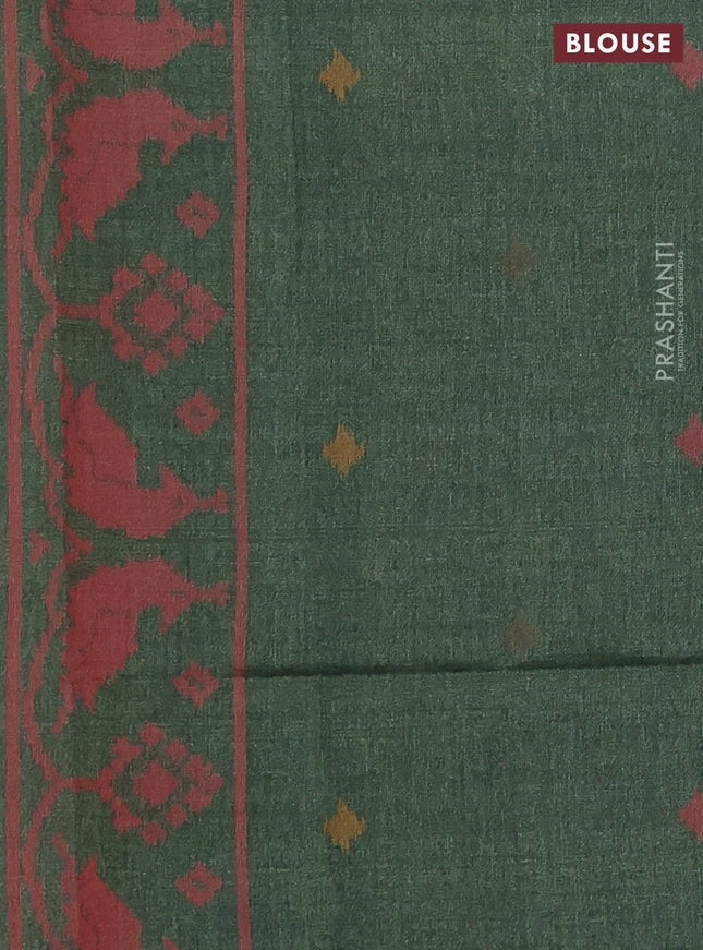 Sambalpuri semi silk saree purple and sap green with allover ikat weaves and thread woven border
