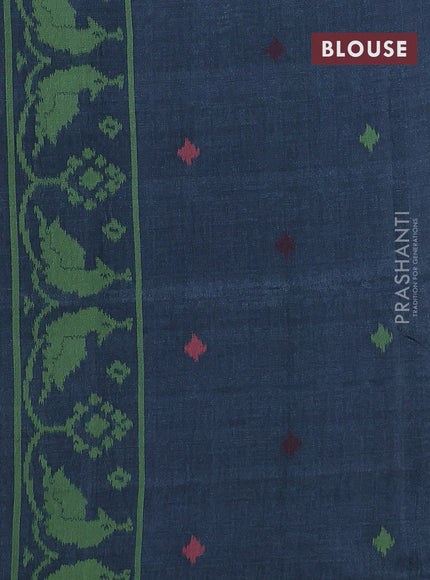 Sambalpuri semi silk saree red shade and elephant grey with allover ikat weaves and thread woven border