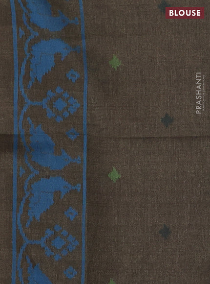 Sambalpuri semi silk saree maroon and sap green with allover ikat weaves and thread woven border