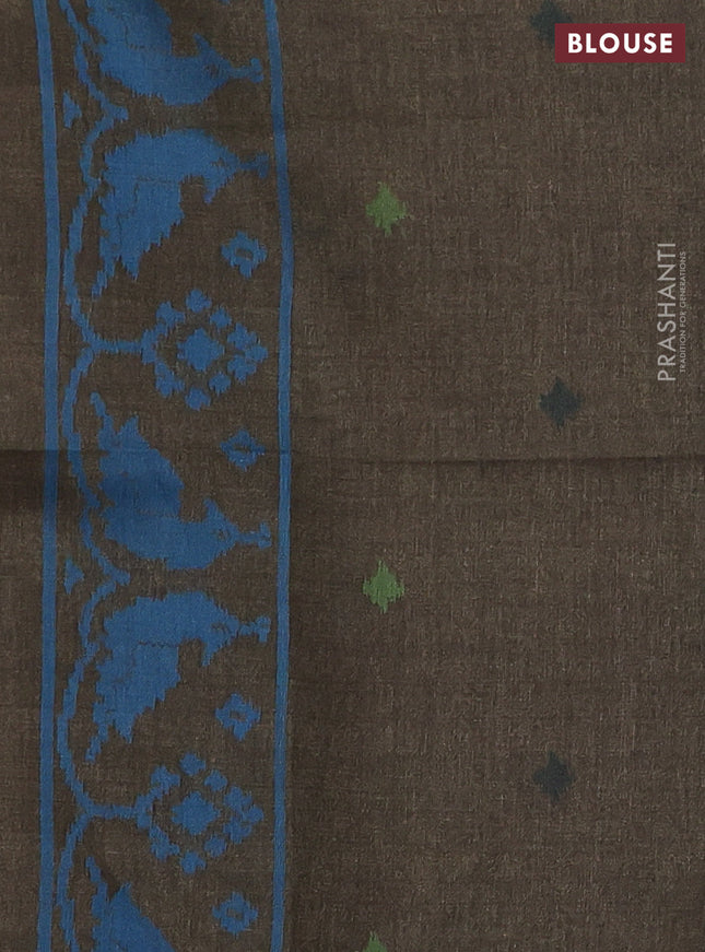 Sambalpuri semi silk saree maroon and sap green with allover ikat weaves and thread woven border