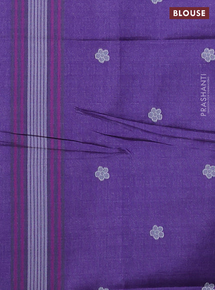 Sambalpuri semi silk saree green and violet with allover ikat weaves and thread woven border